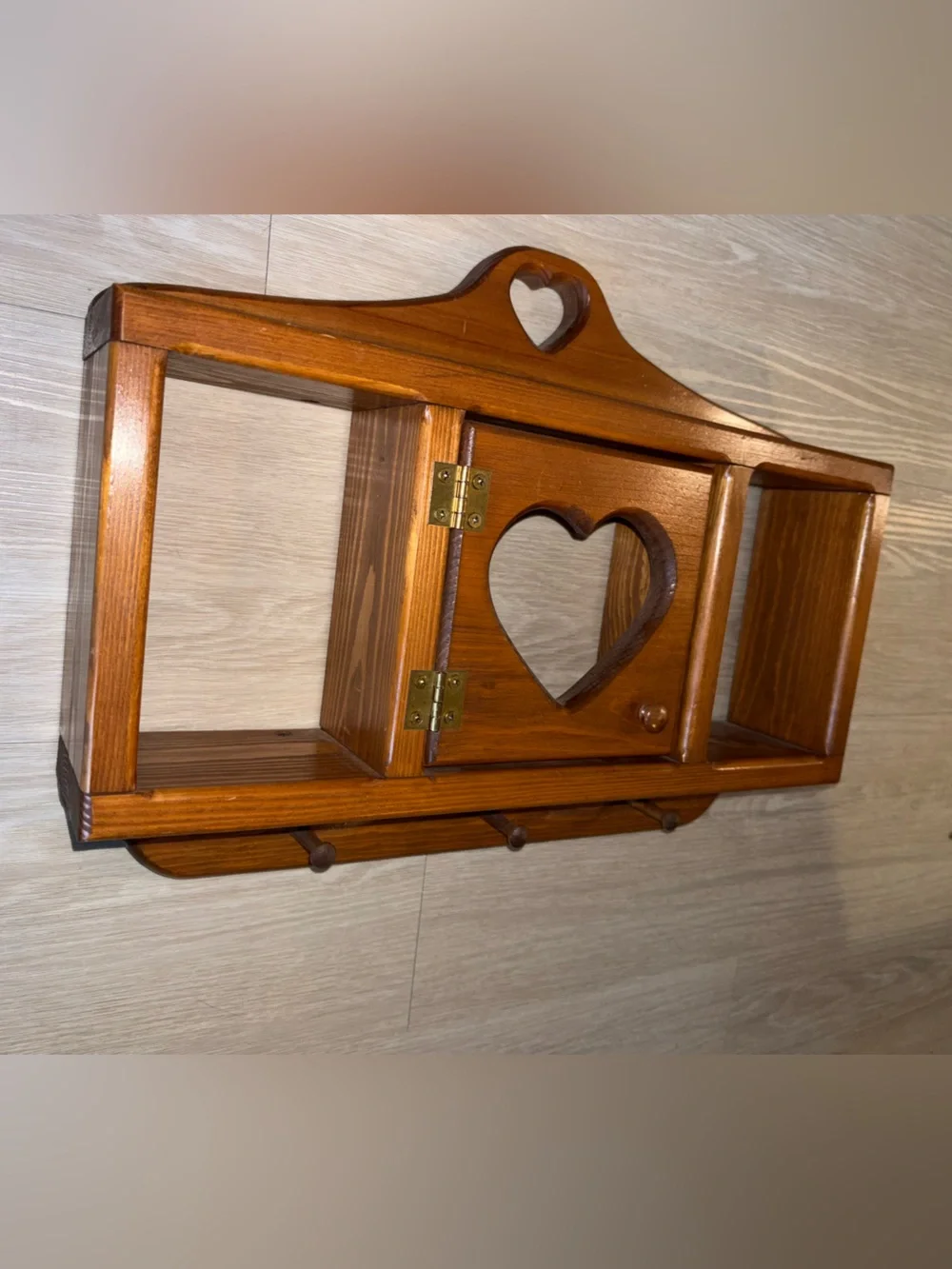 Cottagecore Wooden Heart Wall Shelf - Brown
